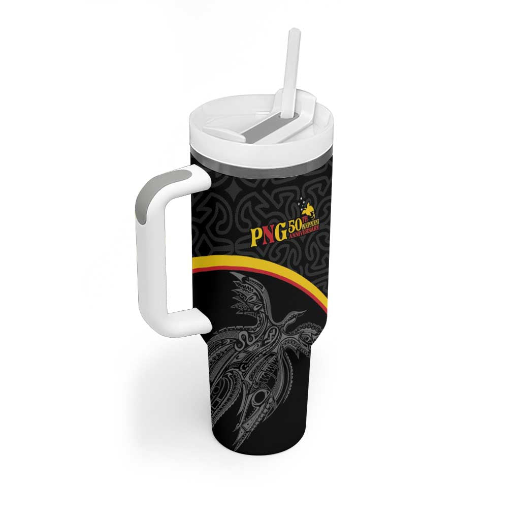 Papua New Guinea 50th Independence Day Tumbler With Handle Simple Oro Tapa Pattern LT9 - Polynesian Pride