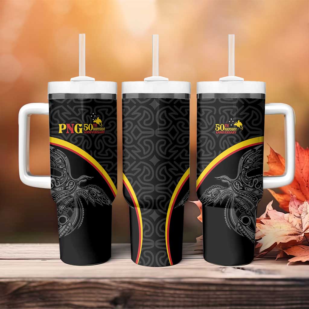 Papua New Guinea 50th Independence Day Tumbler With Handle Simple Oro Tapa Pattern LT9 - Polynesian Pride