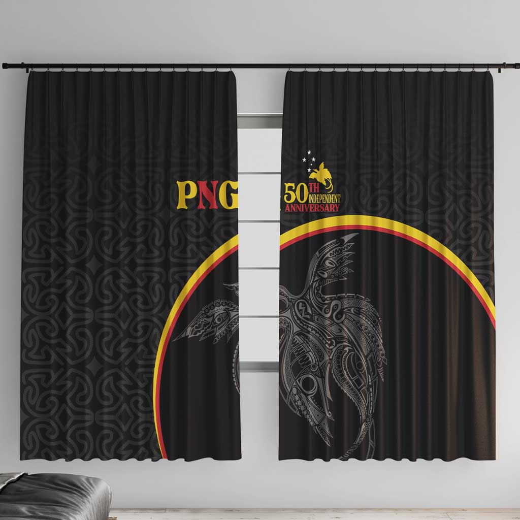 Papua New Guinea 50th Independence Day Window Curtain Simple Oro Tapa Pattern - Polynesian Pride