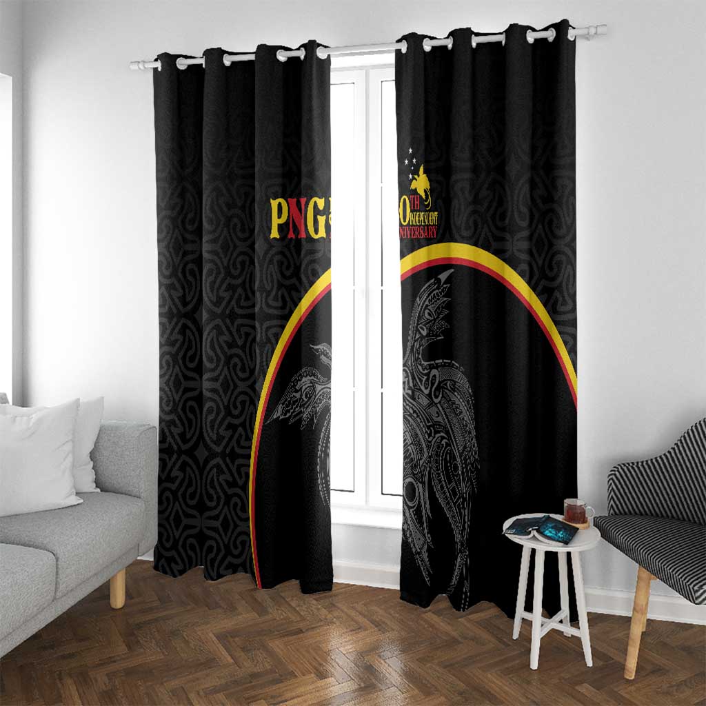 Papua New Guinea 50th Independence Day Window Curtain Simple Oro Tapa Pattern LT9 With Grommets Black - Polynesian Pride