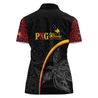 Papua New Guinea 50th Independence Day Women Polo Shirt Simple Oro Tapa Pattern - Polynesian Pride