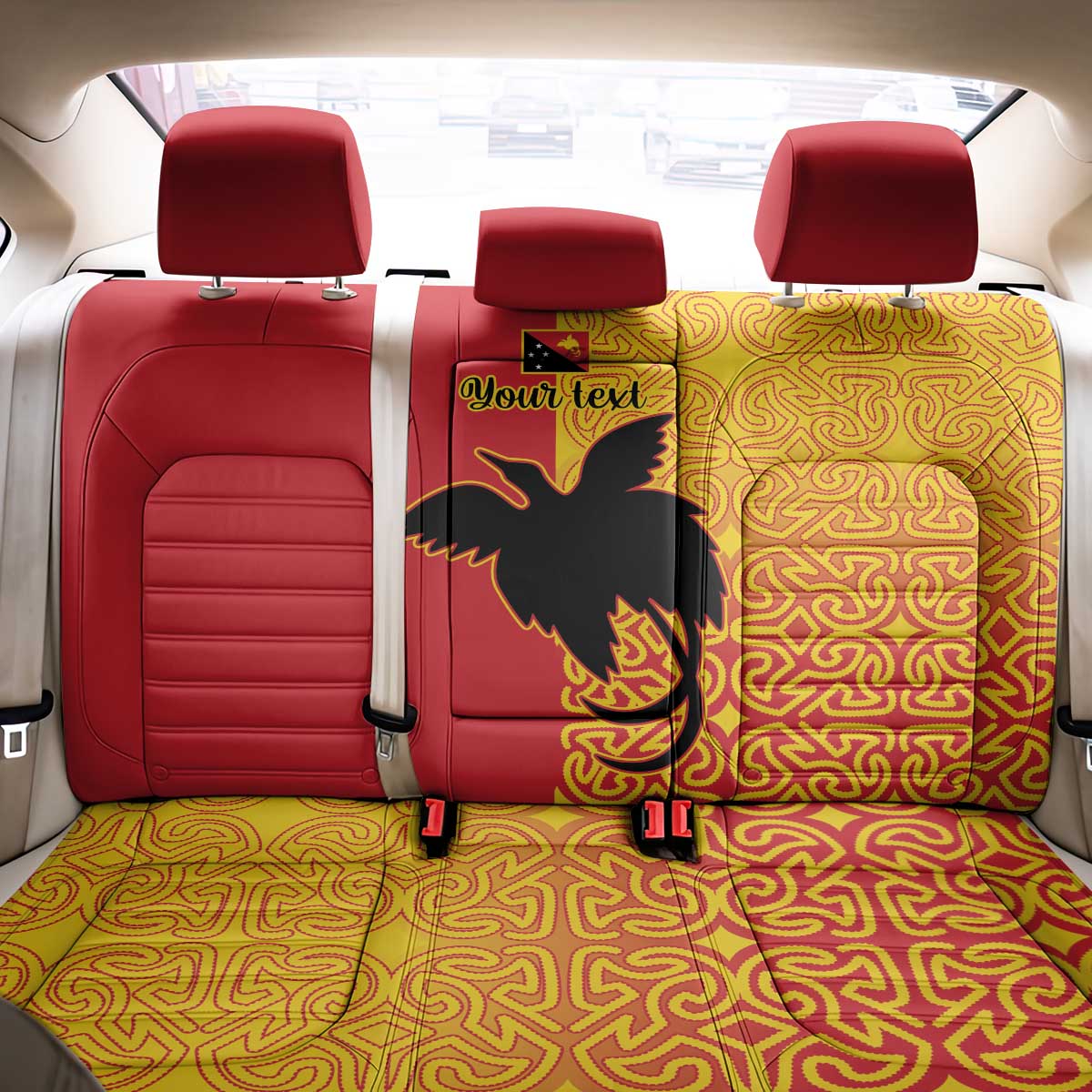 Papua New Guinea Oro Tapa Personalised Back Car Seat Cover Simple Bird of Paradise Style - Polynesian Pride