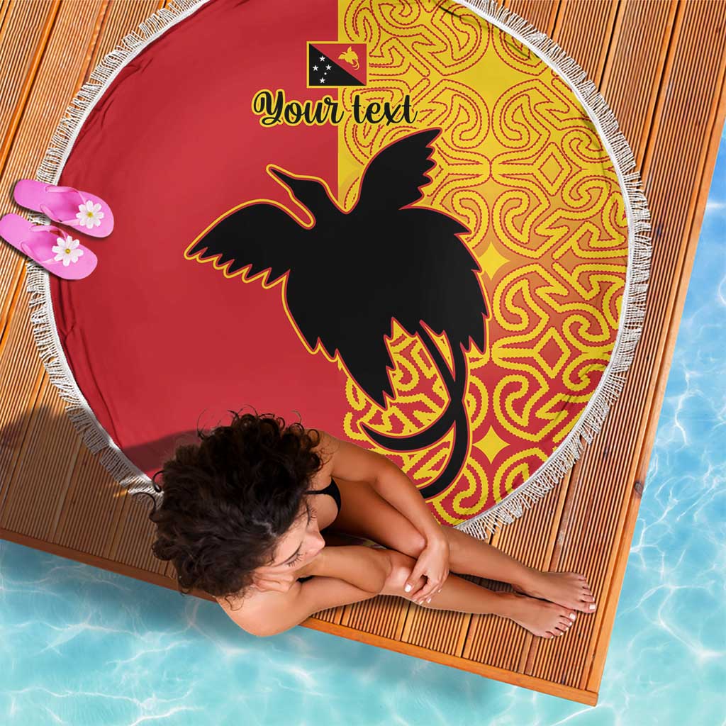Papua New Guinea Oro Tapa Personalised Beach Blanket Simple Bird of Paradise Style - Polynesian Pride
