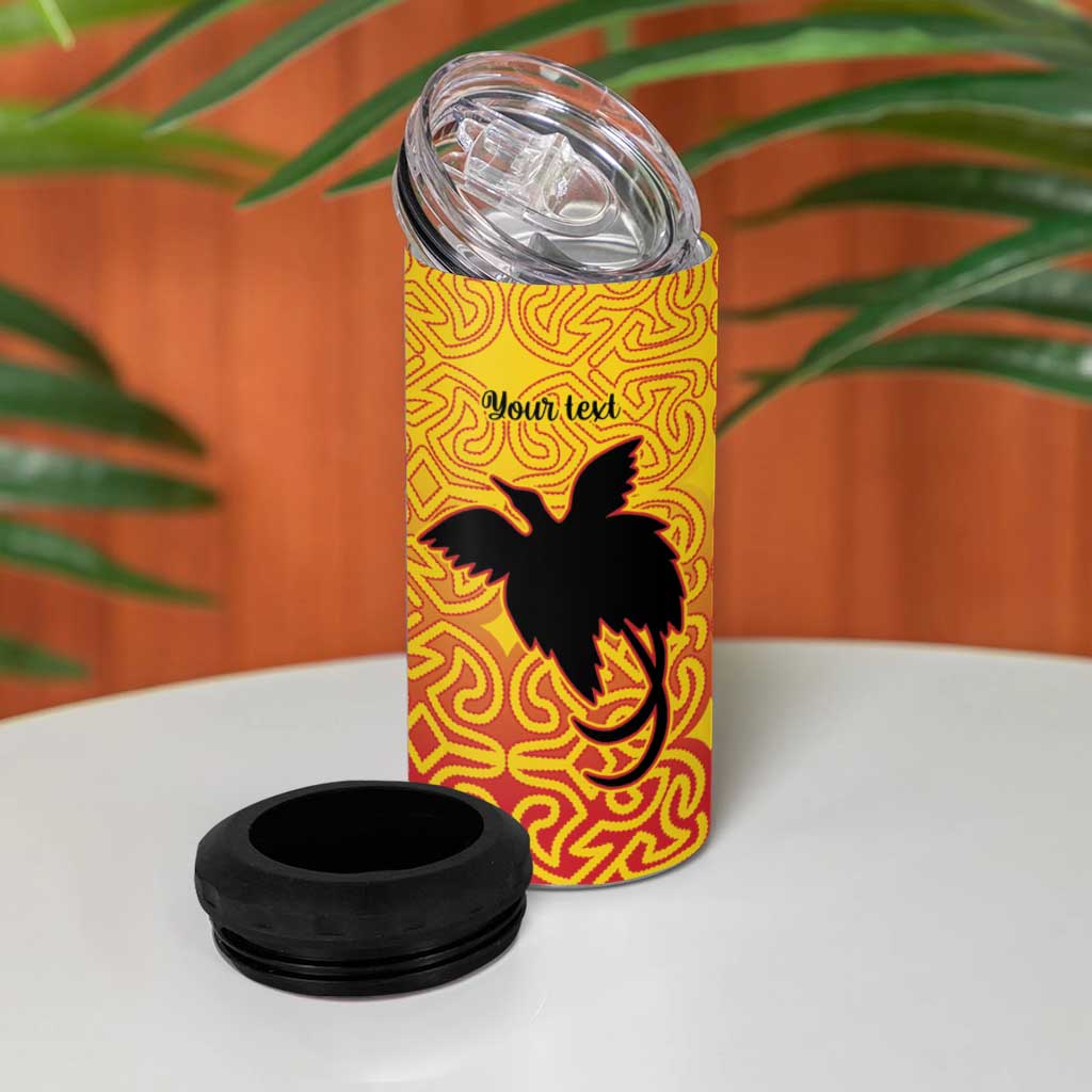 Papua New Guinea Oro Tapa Personalised 4 in 1 Can Cooler Tumbler Simple Bird of Paradise Style LT9 - Polynesian Pride