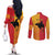 Papua New Guinea Oro Tapa Personalised Couples Matching Off The Shoulder Long Sleeve Dress and Long Sleeve Button Shirt Simple Bird of Paradise Style - Polynesian Pride