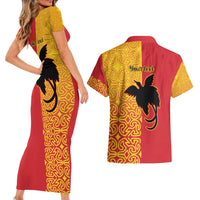 Papua New Guinea Oro Tapa Personalised Couples Matching Short Sleeve Bodycon Dress and Hawaiian Shirt Simple Bird of Paradise Style LT9 - Polynesian Pride