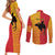 Papua New Guinea Oro Tapa Personalised Couples Matching Short Sleeve Bodycon Dress and Long Sleeve Button Shirt Simple Bird of Paradise Style - Polynesian Pride