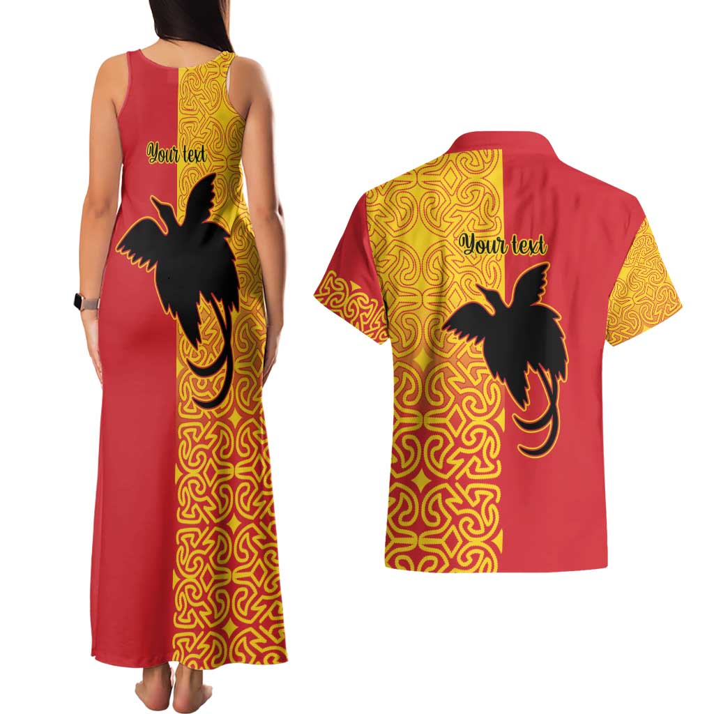 Papua New Guinea Oro Tapa Personalised Couples Matching Tank Maxi Dress and Hawaiian Shirt Simple Bird of Paradise Style LT9 - Polynesian Pride