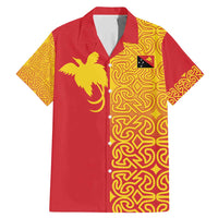 Papua New Guinea Oro Tapa Personalised Family Matching Mermaid Dress and Hawaiian Shirt Simple Bird of Paradise Style LT9 Dad's Shirt - Short Sleeve Red - Polynesian Pride