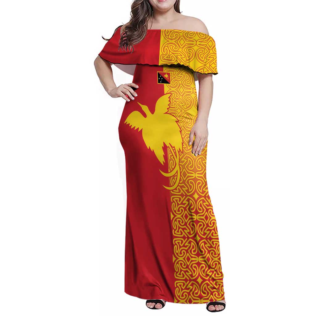 Papua New Guinea Oro Tapa Personalised Family Matching Off Shoulder Maxi Dress and Hawaiian Shirt Simple Bird of Paradise Style - Polynesian Pride