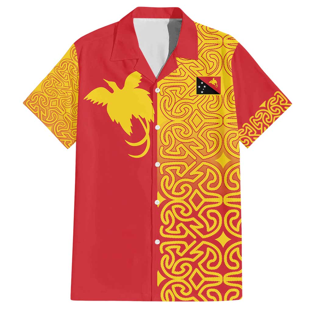 Papua New Guinea Oro Tapa Personalised Family Matching Short Sleeve Bodycon Dress and Hawaiian Shirt Simple Bird of Paradise Style LT9 Dad's Shirt - Short Sleeve Red - Polynesian Pride