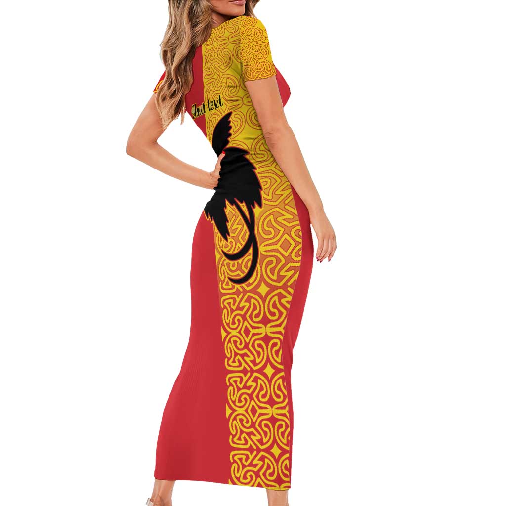 Papua New Guinea Oro Tapa Personalised Family Matching Short Sleeve Bodycon Dress and Hawaiian Shirt Simple Bird of Paradise Style LT9 - Polynesian Pride