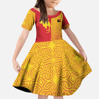 Papua New Guinea Oro Tapa Personalised Family Matching Summer Maxi Dress and Hawaiian Shirt Simple Bird of Paradise Style LT9 Daughter's Dress Red - Polynesian Pride