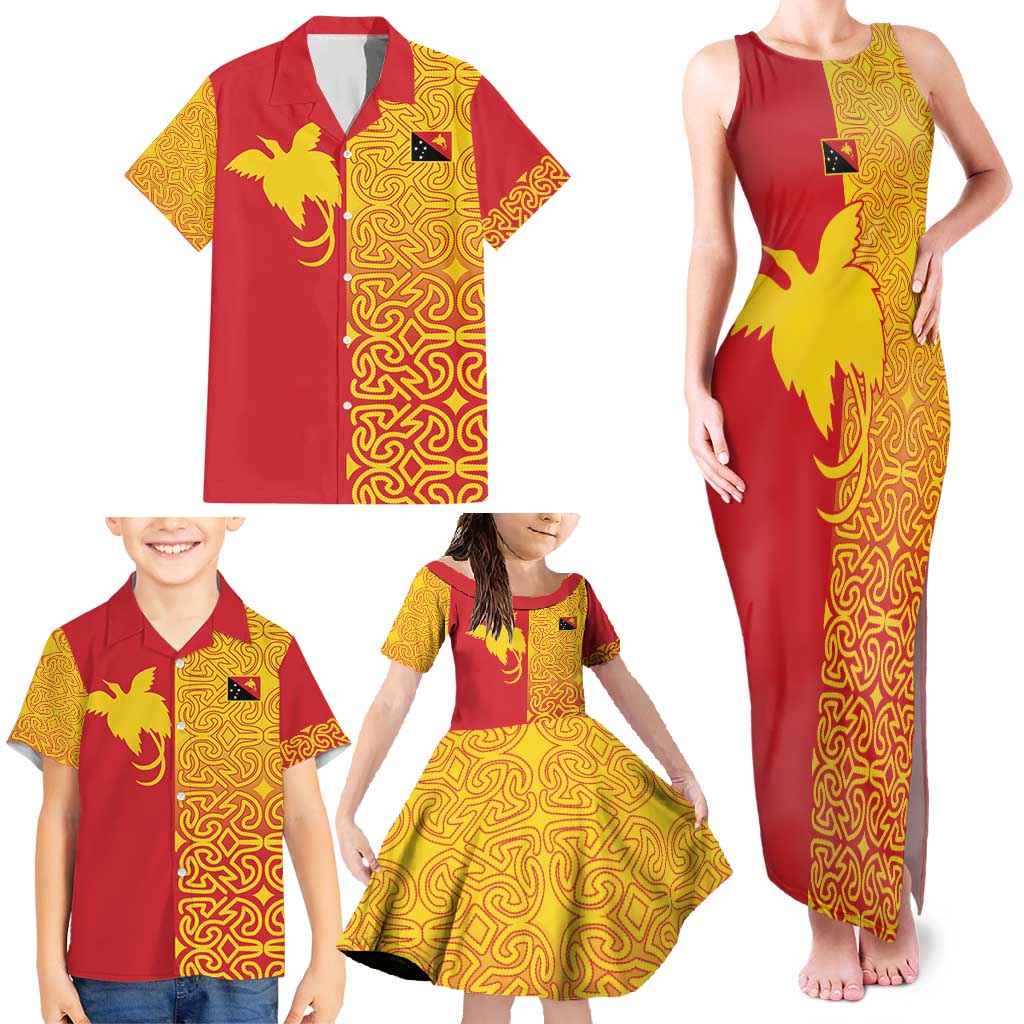 Papua New Guinea Oro Tapa Personalised Family Matching Tank Maxi Dress and Hawaiian Shirt Simple Bird of Paradise Style LT9 - Polynesian Pride