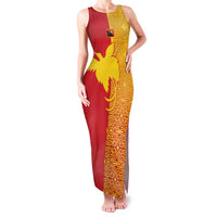 Papua New Guinea Oro Tapa Personalised Family Matching Tank Maxi Dress and Hawaiian Shirt Simple Bird of Paradise Style LT9 Mom's Dress Red - Polynesian Pride