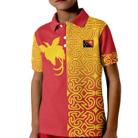 Papua New Guinea Oro Tapa Personalised Kid Polo Shirt Simple Bird of Paradise Style LT9 Kid Red - Polynesian Pride