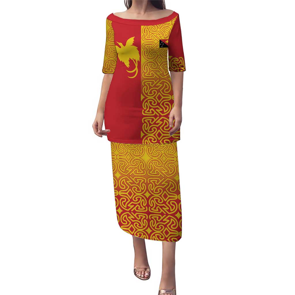 Papua New Guinea Oro Tapa Personalised Puletasi Simple Bird of Paradise Style - Polynesian Pride