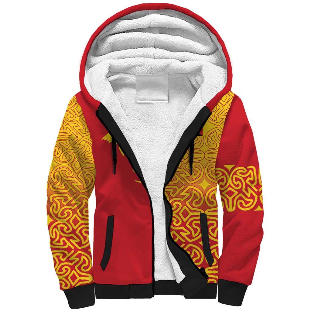 Papua New Guinea Oro Tapa Personalised Sherpa Hoodie Simple Bird of Paradise Style - Polynesian Pride