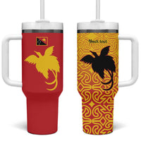 Papua New Guinea Oro Tapa Personalised Tumbler With Handle Simple Bird of Paradise Style LT9 One Size: 40 oz Red - Polynesian Pride