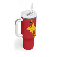 Papua New Guinea Oro Tapa Personalised Tumbler With Handle Simple Bird of Paradise Style LT9 - Polynesian Pride