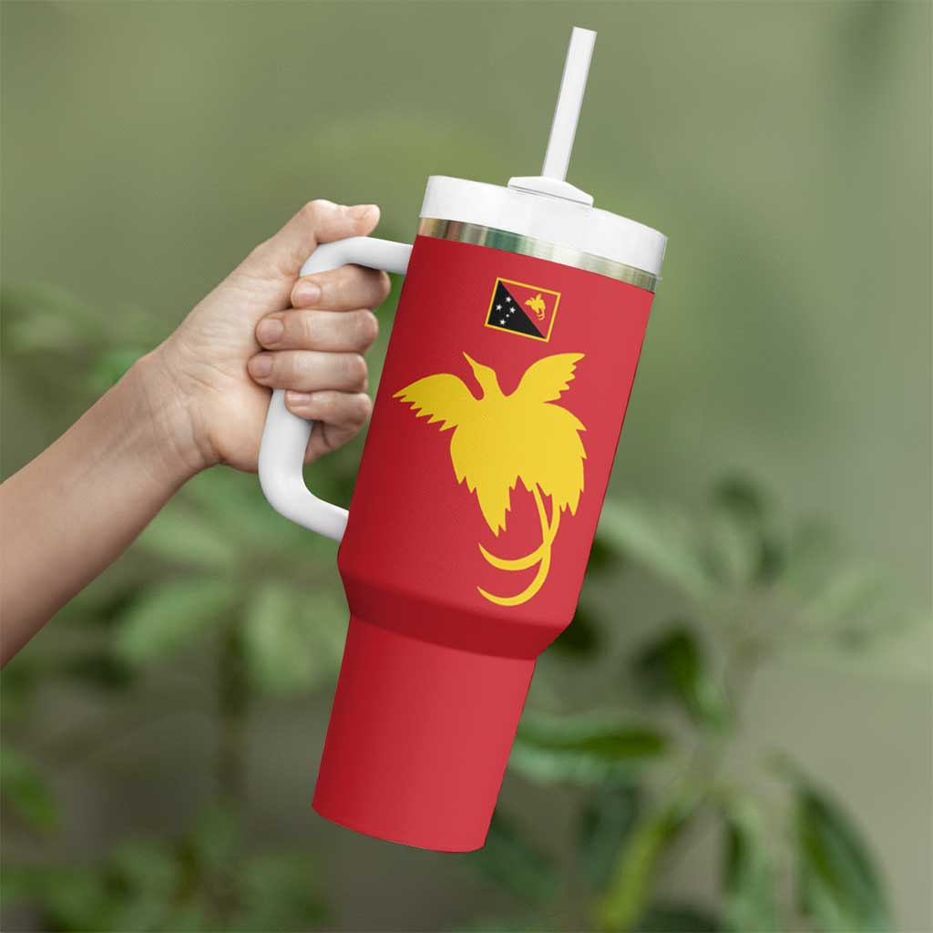 Papua New Guinea Oro Tapa Personalised Tumbler With Handle Simple Bird of Paradise Style LT9 - Polynesian Pride