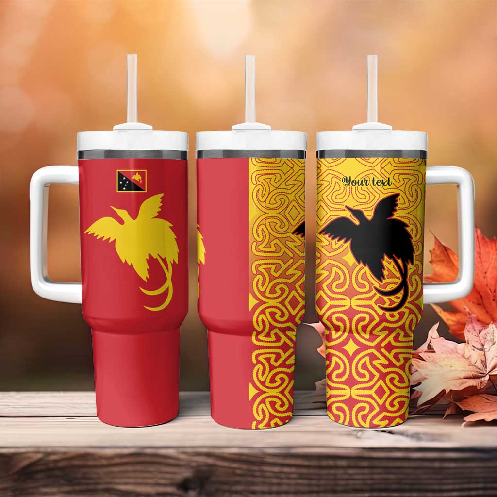 Papua New Guinea Oro Tapa Personalised Tumbler With Handle Simple Bird of Paradise Style LT9 - Polynesian Pride