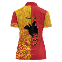 Papua New Guinea Oro Tapa Personalised Women Polo Shirt Simple Bird of Paradise Style - Polynesian Pride