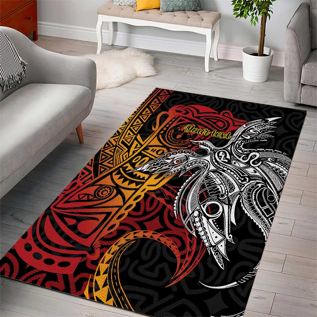 Papua New Guinea Sepik Personalised Area Rug PNG Bird of Paradise Tattoo LT9 - Polynesian Pride