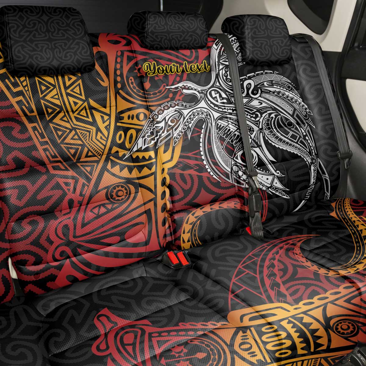 Papua New Guinea Sepik Personalised Back Car Seat Cover PNG Bird of Paradise Tattoo - Polynesian Pride