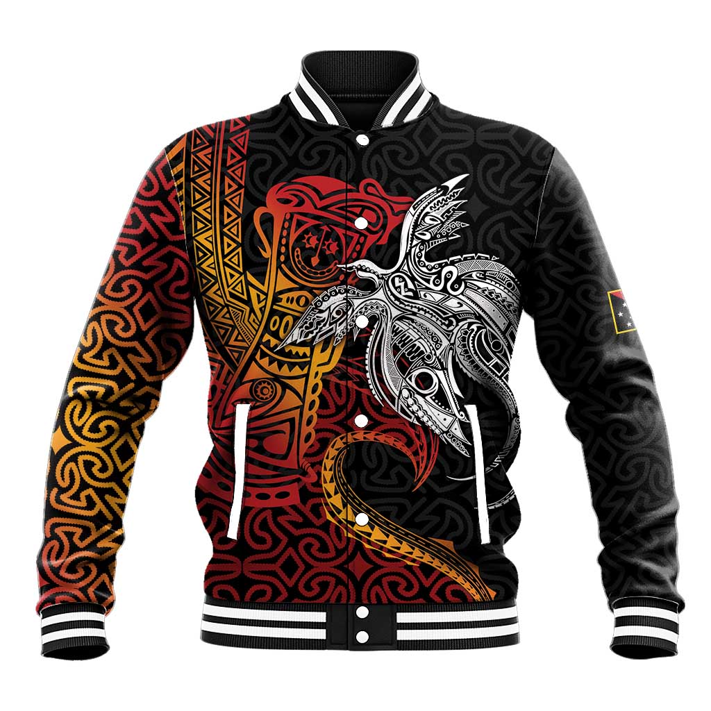Papua New Guinea Sepik Personalised Baseball Jacket PNG Bird of Paradise Tattoo - Polynesian Pride