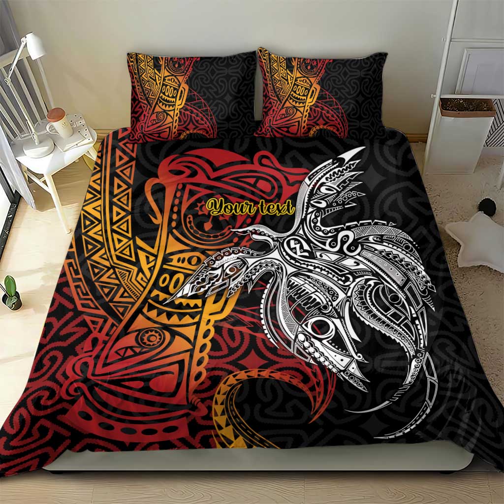 Papua New Guinea Sepik Personalised Bedding Set PNG Bird of Paradise Tattoo - Polynesian Pride