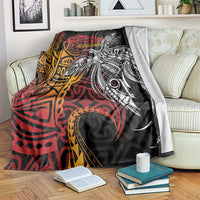 Papua New Guinea Sepik Personalised Blanket PNG Bird of Paradise Tattoo LT9 Black - Polynesian Pride