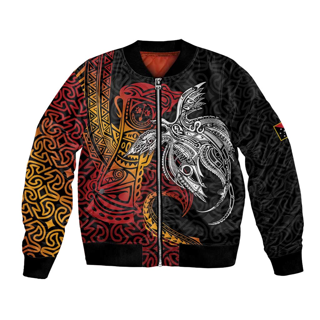 Papua New Guinea Sepik Personalised Bomber Jacket PNG Bird of Paradise Tattoo - Polynesian Pride