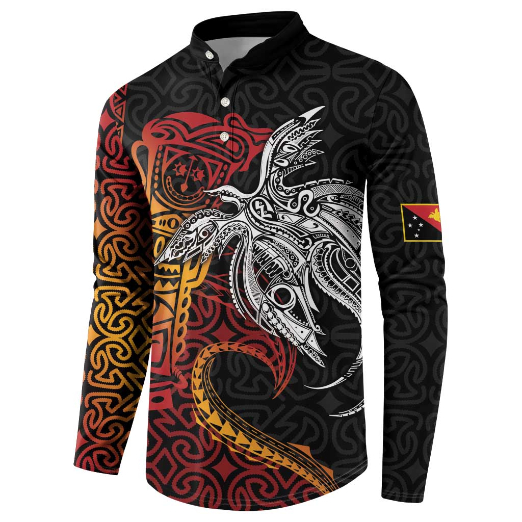 Papua New Guinea Sepik Personalised Button Sweatshirt PNG Bird of Paradise Tattoo LT9 - Polynesian Pride