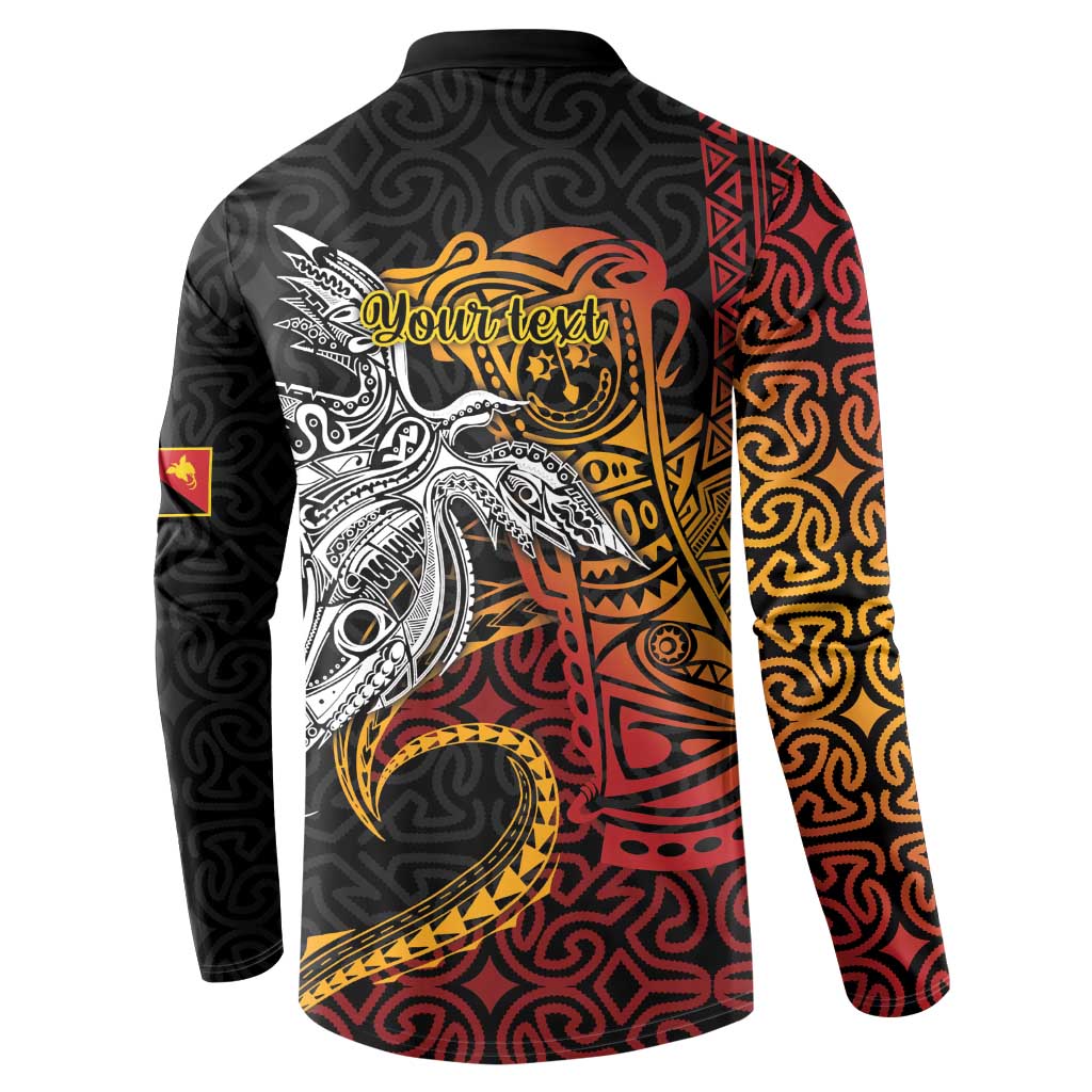 Papua New Guinea Sepik Personalised Button Sweatshirt PNG Bird of Paradise Tattoo LT9 - Polynesian Pride