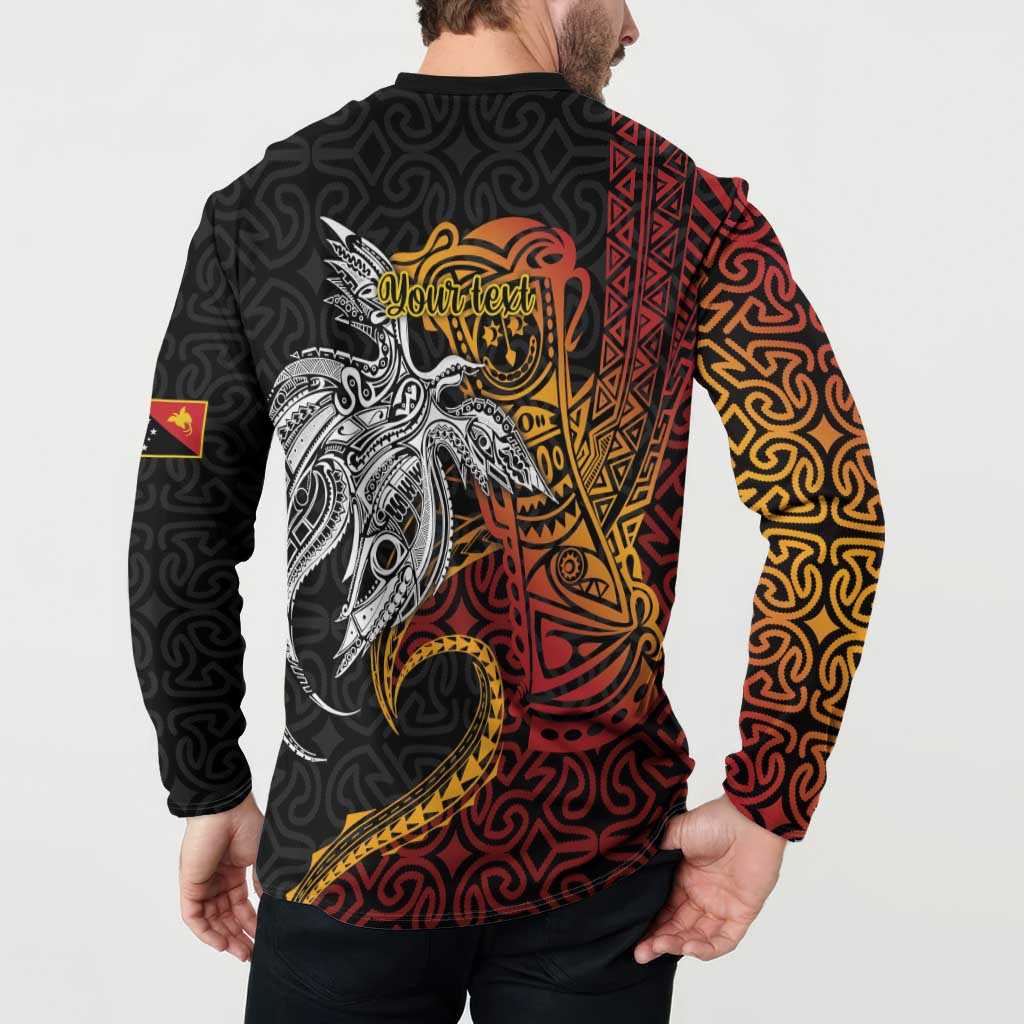 Papua New Guinea Sepik Personalised Button Sweatshirt PNG Bird of Paradise Tattoo LT9 - Polynesian Pride