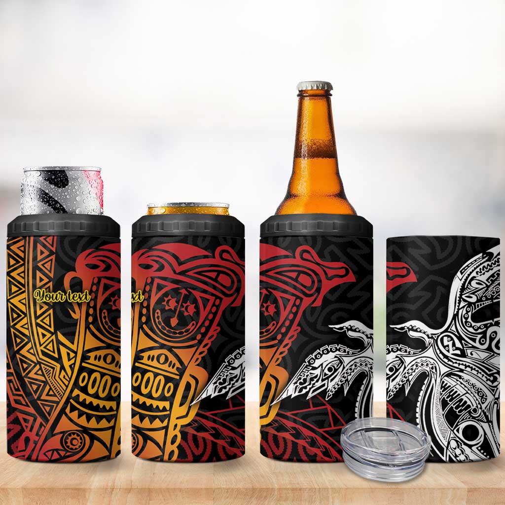 Papua New Guinea Sepik Personalised 4 in 1 Can Cooler Tumbler PNG Bird of Paradise Tattoo LT9 - Polynesian Pride