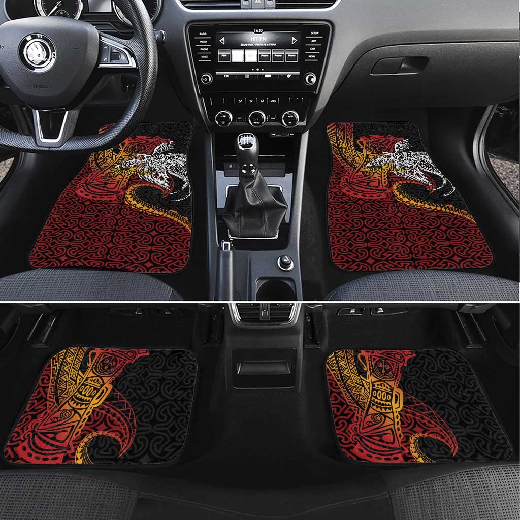Papua New Guinea Sepik Personalised Car Mats PNG Bird of Paradise Tattoo LT9 Set 4pcs Black - Polynesian Pride