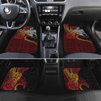 Papua New Guinea Sepik Personalised Car Mats PNG Bird of Paradise Tattoo LT9 Set 4pcs Black - Polynesian Pride