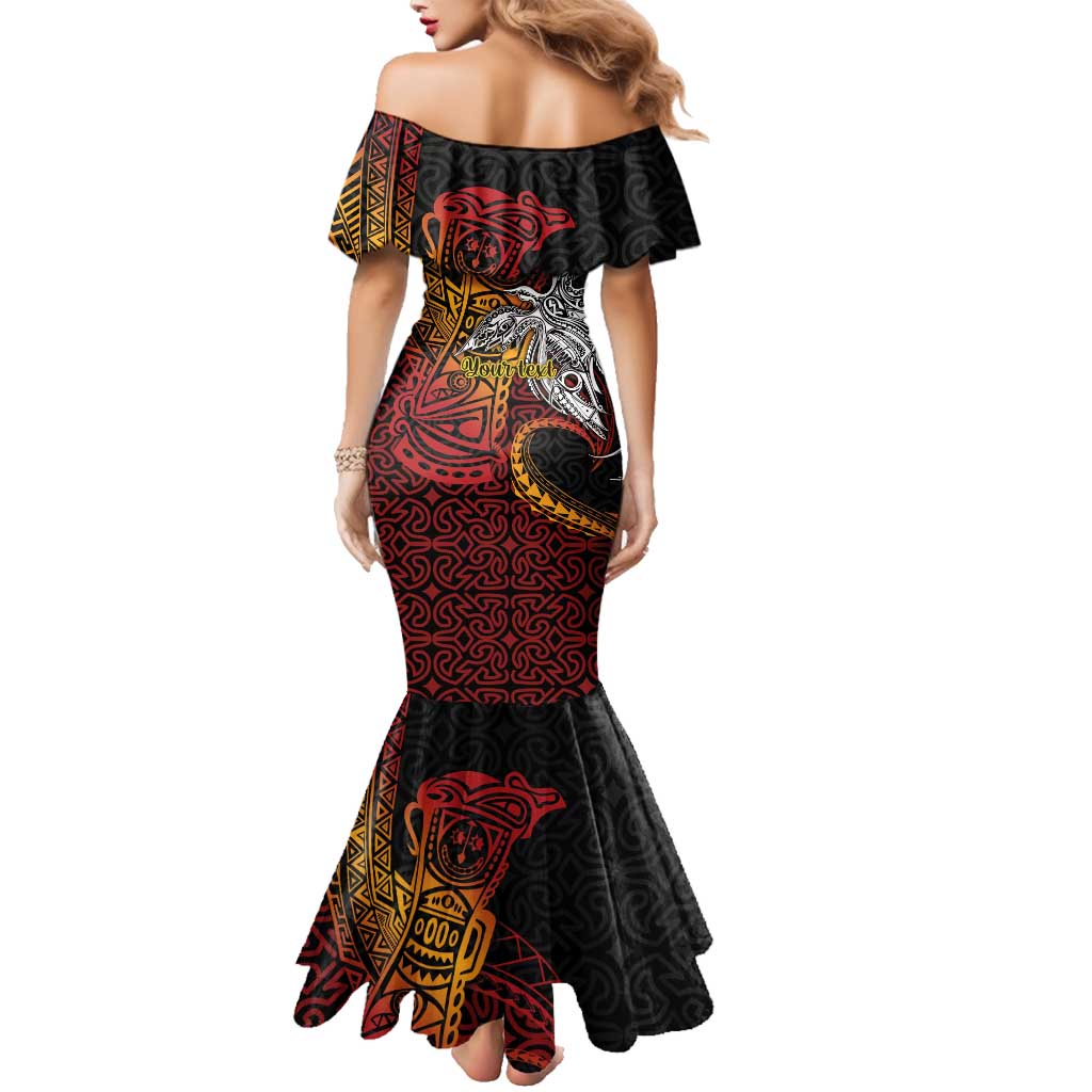 Papua New Guinea Sepik Personalised Family Matching Mermaid Dress and Hawaiian Shirt PNG Bird of Paradise Tattoo LT9 - Polynesian Pride