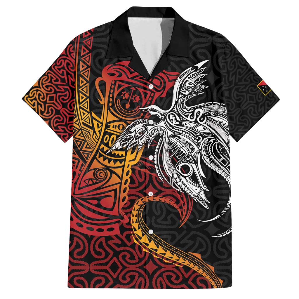 Papua New Guinea Sepik Personalised Family Matching Puletasi and Hawaiian Shirt PNG Bird of Paradise Tattoo LT9 Dad's Shirt - Short Sleeve Black - Polynesian Pride