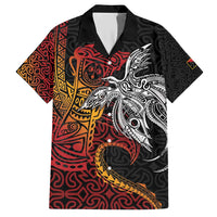 Papua New Guinea Sepik Personalised Family Matching Short Sleeve Bodycon Dress and Hawaiian Shirt PNG Bird of Paradise Tattoo LT9 Dad's Shirt - Short Sleeve Black - Polynesian Pride