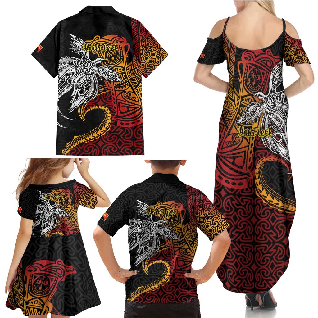 Papua New Guinea Sepik Personalised Family Matching Summer Maxi Dress and Hawaiian Shirt PNG Bird of Paradise Tattoo LT9 - Polynesian Pride
