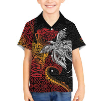 Papua New Guinea Sepik Personalised Family Matching Tank Maxi Dress and Hawaiian Shirt PNG Bird of Paradise Tattoo LT9 Son's Shirt Black - Polynesian Pride