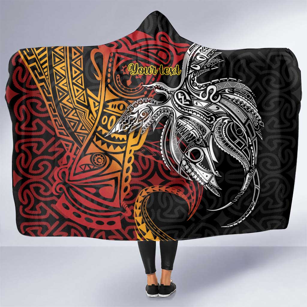 Papua New Guinea Sepik Personalised Hooded Blanket PNG Bird of Paradise Tattoo - Polynesian Pride