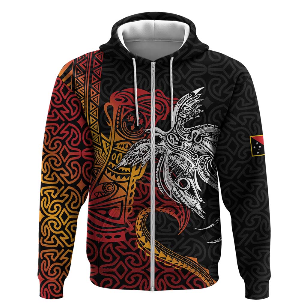 Papua New Guinea Sepik Personalised Hoodie PNG Bird of Paradise Tattoo - Polynesian Pride
