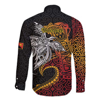 Papua New Guinea Sepik Personalised Long Sleeve Button Shirt PNG Bird of Paradise Tattoo LT9 - Polynesian Pride