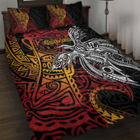 Papua New Guinea Sepik Personalised Quilt Bed Set PNG Bird of Paradise Tattoo - Polynesian Pride