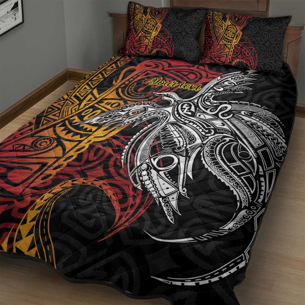 Papua New Guinea Sepik Personalised Quilt Bed Set PNG Bird of Paradise Tattoo - Polynesian Pride