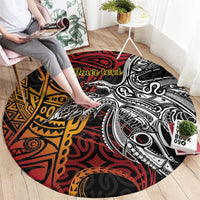Papua New Guinea Sepik Personalised Round Carpet PNG Bird of Paradise Tattoo LT9 - Polynesian Pride